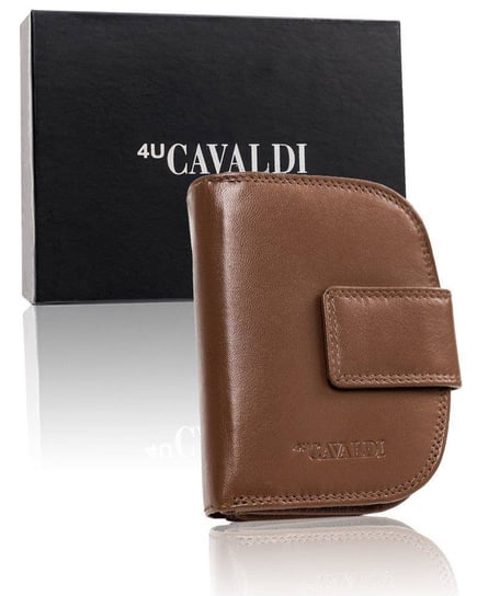 Damski, półokrągły portfel damski z prostokątną zapinką, Cavaldi 4U CAVALDI