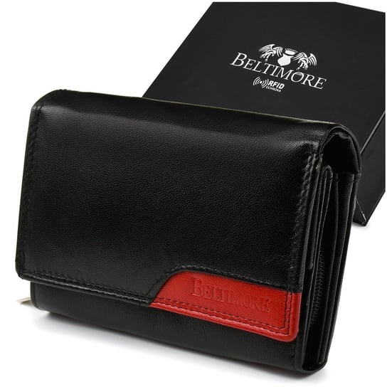 Damski portfel skórzany czarny duży RFiD Beltimore 036 czarny Beltimore