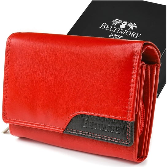 Damski portfel skórzany czerwony duży RFiD Beltimore 036 czerwony Beltimore