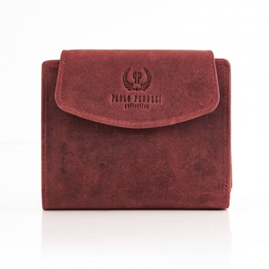 Damski portfel skórzany vintage czerwony Paolo Peruzzi