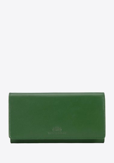 Damski portfel z gładkiej skóry poziomy zielony WITTCHEN
