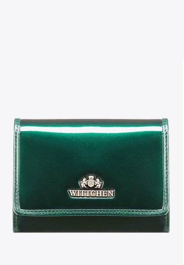 Damski portfel ze skóry lakierowany średni ciemny zielony WITTCHEN