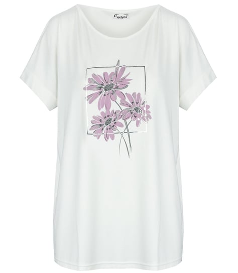 Damski T-shirt koszulka krótki rękaw z nadrukiem w kwiaty SEENA-L Agrafka