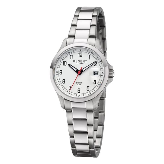 Damski zegarek analogowy Regent na metalowej bransolecie w kolorze srebrnym URBA786 Regent