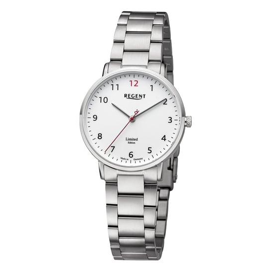 Damski zegarek analogowy Regent na metalowej bransolecie w kolorze srebrnym URGM2304 Regent