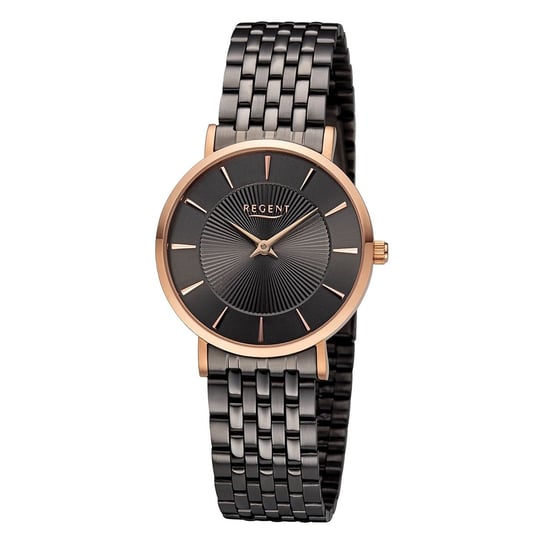 Damski zegarek analogowy Regent z metalową bransoletą w kolorze czarnym URF1492 Regent