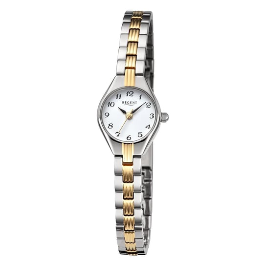 Damski zegarek analogowy Regent z metalową bransoletą w kolorze srebrno-złotym URF1469 Regent