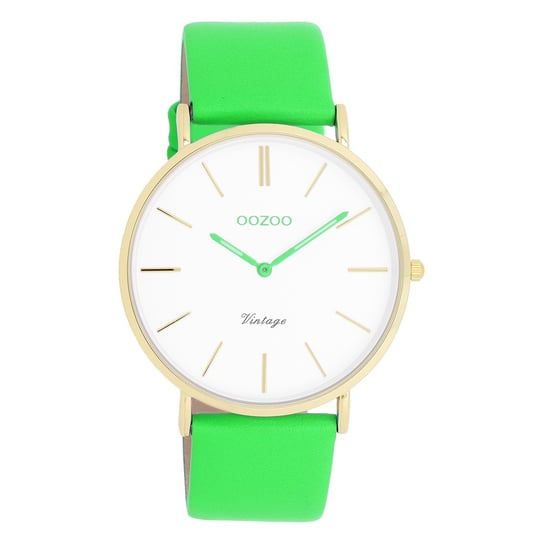 Damski zegarek na rękę Oozoo w stylu vintage, analogowy, skórzany, zielony UOC20316 Oozoo