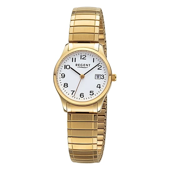 Damski zegarek Regent analogowy na bransolecie ze stali nierdzewnej w kolorze złotym URF1513 Regent