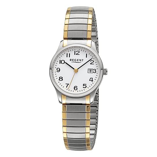 Damski zegarek Regent analogowy na bransolecie ze stali szlachetnej w kolorze złotym srebrnym URF1514 Regent