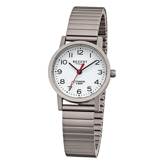 Damski zegarek Regent analogowy na bransoletce ze stali nierdzewnej w kolorze szarym URF1435 Regent