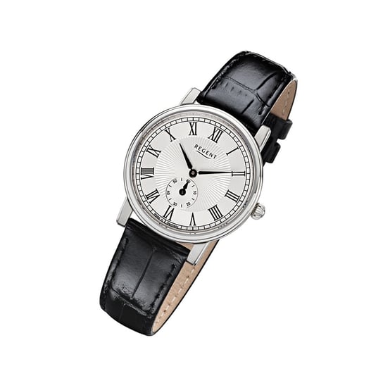 Damski zegarek Regent z paskiem skórzanym GM-1605 analogowy skórzany zegarek czarny URGM1605 Regent