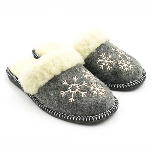 Damskie pantofle ocieplane na zimę szare kapcie śnieżynki r. 36 NOWO