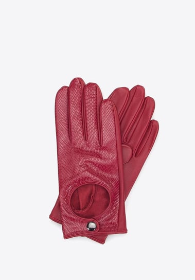 Damskie rękawiczki samochodowe ze skóry lizard czerwone L WITTCHEN