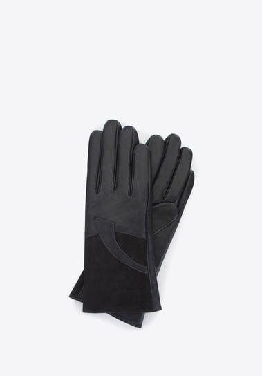 Damskie rękawiczki skórzane proste czarne S WITTCHEN