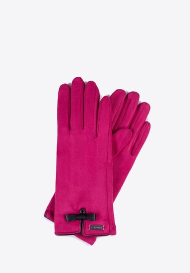 Damskie rękawiczki z kokardką różowe S/M WITTCHEN
