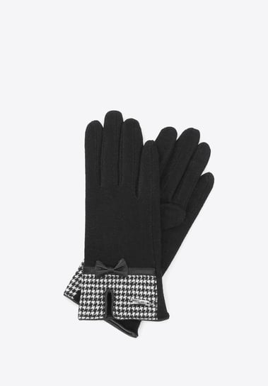Damskie rękawiczki z wykończeniem w pepitkę czarne uniwersalny WITTCHEN