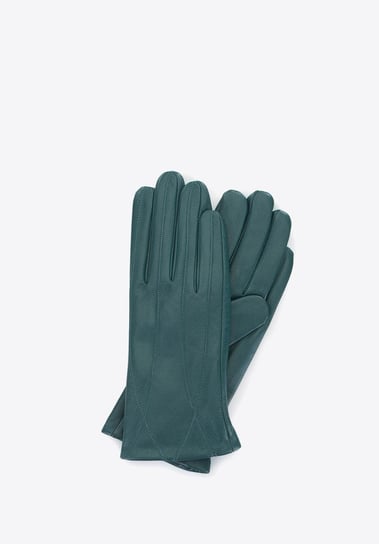 Damskie rękawiczki ze skóry stębnowane zielone XS WITTCHEN