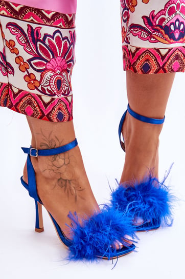 Damskie Sandały Z Piórkami Niebieskie Tiffany-40 Inna marka