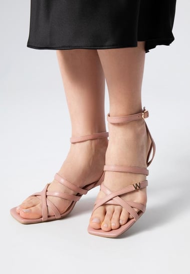 Damskie sandały ze skóry z paseczkami na szpilce zgaszony róż 37 WITTCHEN