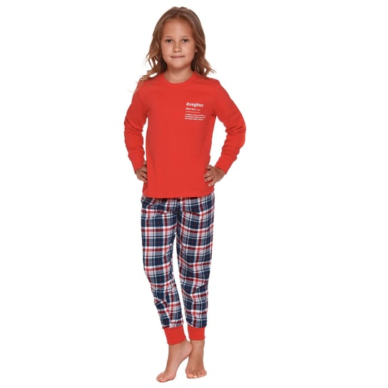 Daughter - czerwona dziecięca piżama ze spodniami w kratę doctor nap -122-128 Inna marka
