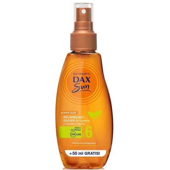 Dax Sun, Relaksujący olejek do opalania z herbatą matcha SPF6, 200 ml Dax Sun