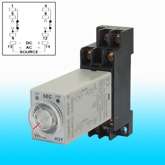 DC 24V H3Y-2 0-30S DPDT 8-pinowy zasilacz przekaźnika z opóźnieniem czasowym z gniazdem Inny producent (majster PL)