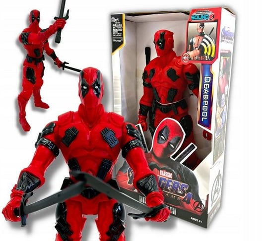 DEADPOOL Figurka Duża Avengers 30cm Led Światło Dźwięk + Baterie bez marki