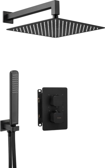 Deante Box Nero zestaw prysznicowy podtynkowy termostatyczny z deszczownicą czarny mat BXYZNECT Deante