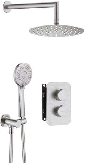 Deante Box zestaw prysznicowy podtynkowy termostatyczny z deszczownicą stal szczotkowana BXYZFEBT Inna marka