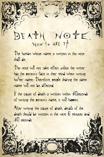 Death Note Zasady - plakat Death Note