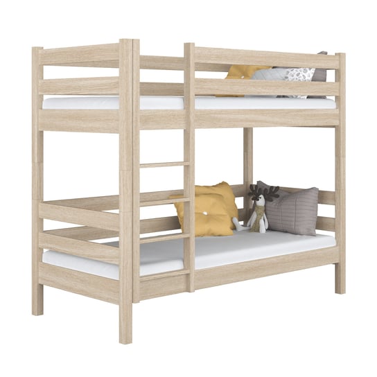 Dębowe łóżko piętrowe N01 dąb bielony 100x180 N-Wood
