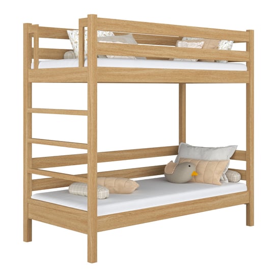 Dębowe łóżko piętrowe N03 dąb naturalny 100x180 N-Wood