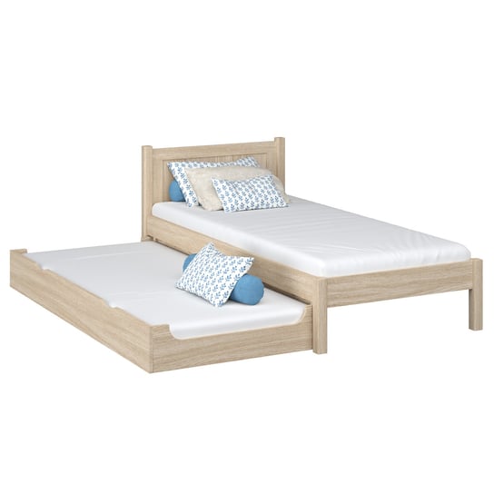 Dębowe łóżko pojedyncze z szufladą na materac N02 dąb bielony 100x180 N-Wood