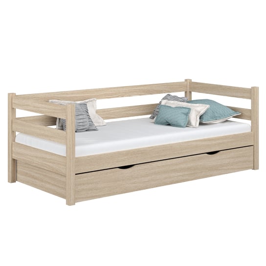 Dębowe łóżko sofa z szufladą N01 dąb bielony 100x190 N-Wood