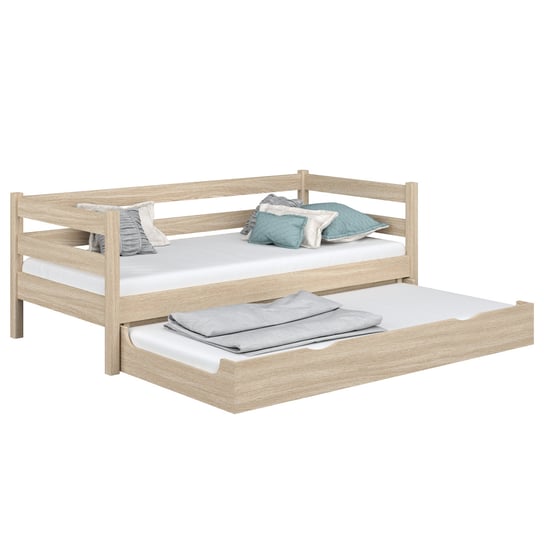 Dębowe łóżko sofa z szufladą na materac N01 dąb bielony 100x180 N-Wood