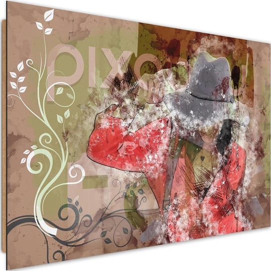 Deco panel CARO Dziewczyna w kapeluszu abstrakcja, 120x80 cm Feeby