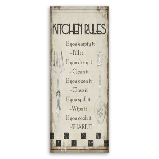 Deco panel CARO Kitchen rules, 40x100 cm Feeby