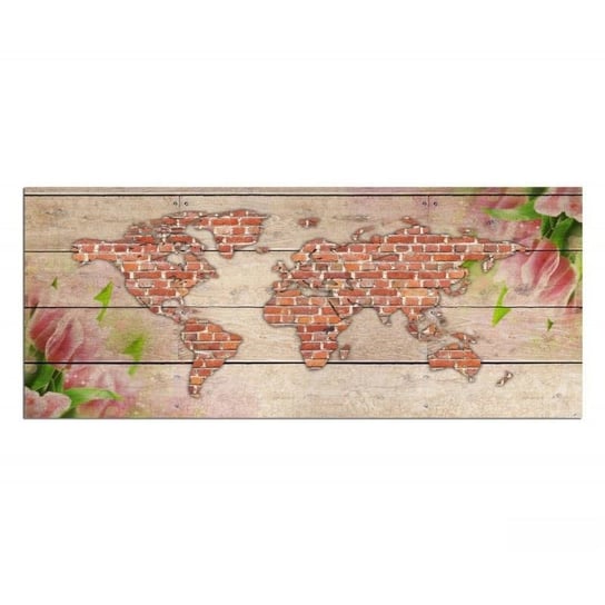 Deco panel CARO Mapa świata - cegła, 100x40 cm Feeby