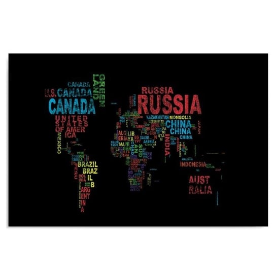 Deco Panel CARO Mapa świata z napisami, 40x30 cm Feeby