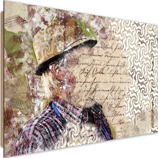 Deco panel CARO Mężczyzna w kapeluszu abstrakcja, 90x60 cm Feeby