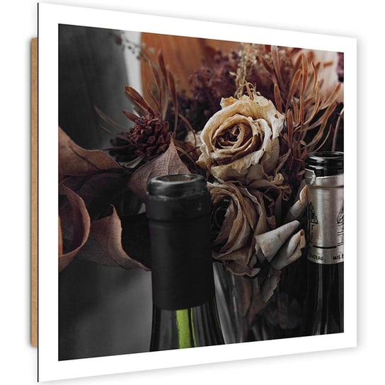 Deco Panel CARO Suche kwiaty i butelki wina, 80x80 cm Feeby