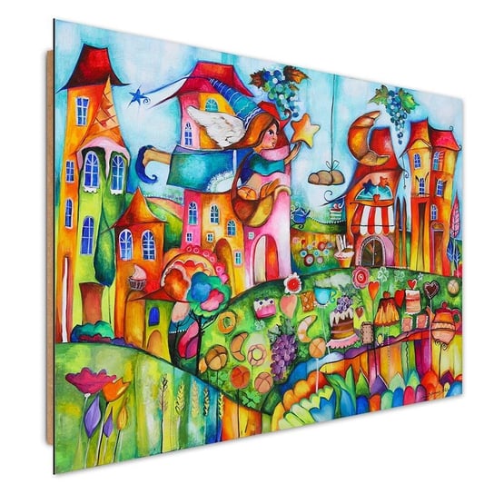Deco Panel CARO Wróżka w kolorowym miasteczku, 120x80 cm Feeby