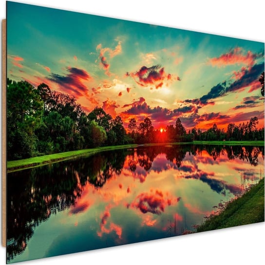 Deco panel CARO Wschód słońca nad jeziorem 4, 90x60 cm Feeby