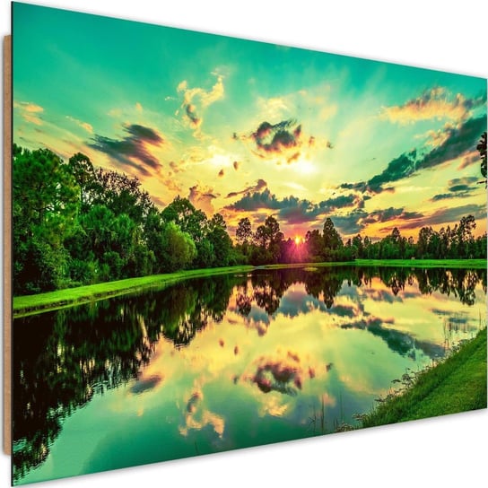 Deco panel CARO Wschód słońca nad jeziorem, 60x40 cm Feeby