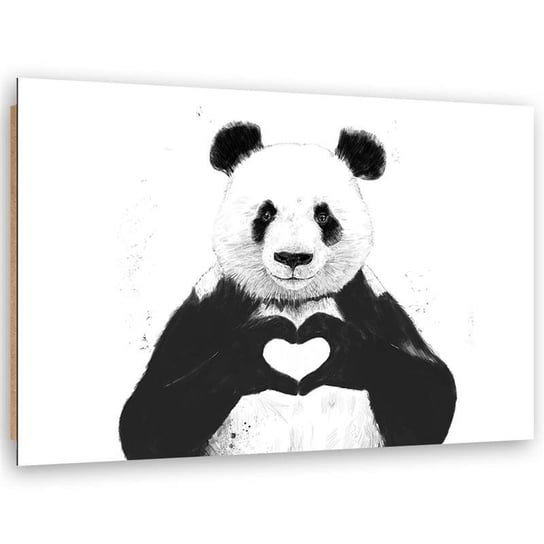 Deco Panel FEEBY Panda love serce na białym tle, 60x40 cm Feeby