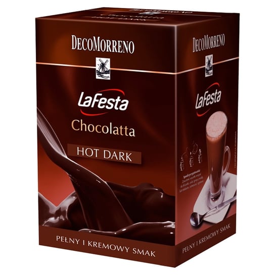 DecoMorreno La Festa Chocolatta Hot Dark Napój instant o smaku gorzkiej czekolady 250 g (10 saszetek) DecoMorreno