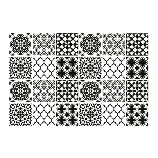 Dekor kafelkowy 24szt biało-czarny dekor 20x20 cm, Coloray Coloray