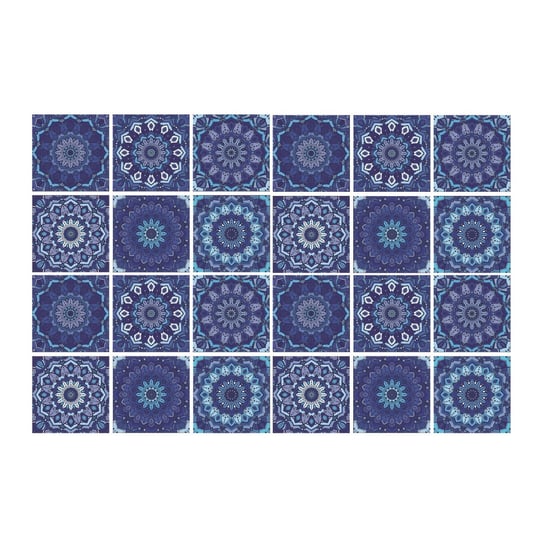 Dekor kafelkowy 24szt niebieska arabeska 20x20 cm, Coloray Coloray