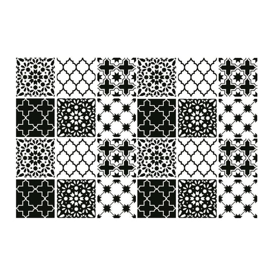 Dekor na kafelki modne 24szt czerń i biel 20x20 cm, Coloray Coloray